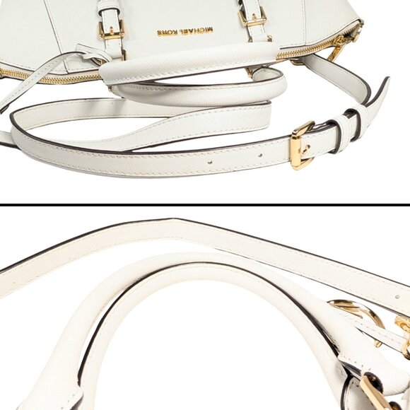 Michael Kors Ciara White Studded Saffiano Leather Convertible Satchel Crossbody - Picture 7 of 10